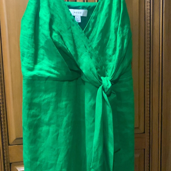 NWOT Reiss Esme Linen Sheath Dress in Green Size 6 - Picture 4 of 12